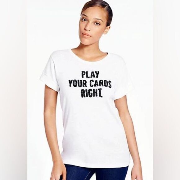 kate spade Tops - Kate Spade Play Your Cards Right Black and White Sequin Tee size S